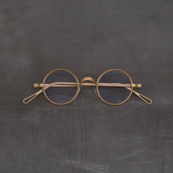RIGARDS X UMA WANG Joint RG00UW3 Series Collection Handmade Copper Round Frame Glasses RG-RG00UW3-JSTM Gold Textured Transparent Lenses